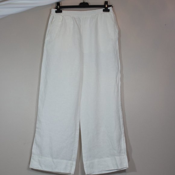 Grade&Gather 100%  Linen white woman straight leg pant 4 pockets  size Medium - Picture 2 of 9